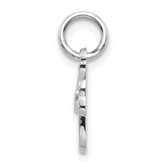 14k White Gold, Sadie Collection, Mini Satin Script Initial F Charm - Picture 2 of 6